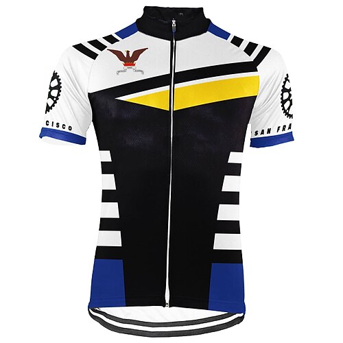 

21Grams Men's Cycling Jersey Short Sleeve Bike Top with 3 Rear Pockets Mountain Bike MTB Road Bike Cycling Breathable Quick Dry Moisture Wicking Reflective Strips Black Polyester Spandex Sports