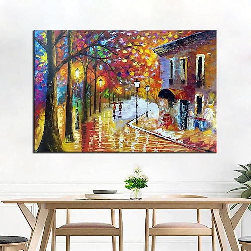 

pintura al óleo 100% hecha a mano arte de pared pintado a mano sobre lienzo paisaje de calle abstracto horizontal decoración del hogar moderna decoración lienzo enrollado sin marco sin estirar