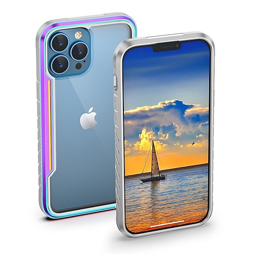 

Phone Case For Apple Back Cover iPhone 13 Pro Max 12 11 SE 2022 X XR XS Max 8 7 Shockproof Dustproof Transparent TPU Aluminum Alloy PC