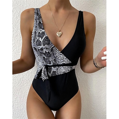 

Maillots de Bain Une pièce Monokini Maillots de bain Maillot de bain Femme Dos ouvert Imprimé Motif Peau de Serpent Normal Plonger Maillots de bain nouveau Vacances Mode / Moderne