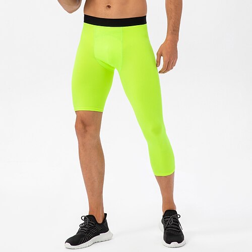 

Men's Running Tights Leggings Base Layer One Leg Base Layer Athletic Athleisure Spandex Breathable Quick Dry Moisture Wicking Fitness Gym Workout Running Sportswear Activewear Black Green Grey