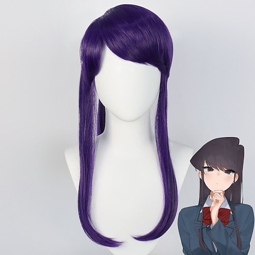 

Komi Can't Communicate Komi Shoko Cosplay Wigs Women's Silky Straight 35 inch Heat Resistant Fiber kinky Straight Purple Teen Adults' Anime Wig