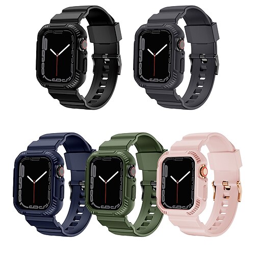 

1PC Smart Watch Band with Case Compatible with Apple iWatch Series 8 7 6 5 4 3 2 1 SE for iWatch Smartwatch Strap Wristband TPU Waterproof Quick Release Classic Clasp