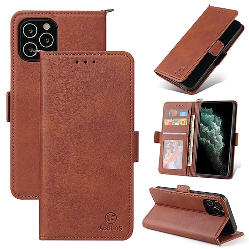 

Phone Case For Apple Wallet Card iPhone 13 Pro Max 12 11 SE 2022 X XR XS Max 8 7 Card Holder Shockproof Card Holder Slots Solid Colored PU Leather TPU