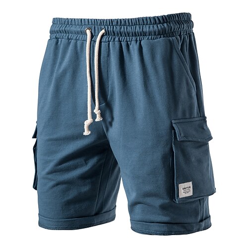 

Men's Running Shorts Cargo Shorts Pocket Drawstring Bottoms Athletic Athleisure Cotton Breathable Moisture Wicking Soft Fitness Gym Workout Running Sportswear Activewear Solid Colored Dark Grey Black