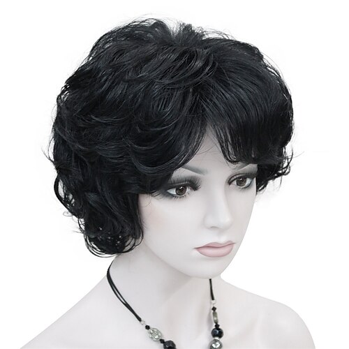 

Women's Short Curly Wavy Wig Synthetic Hair Full Wig 6 inches