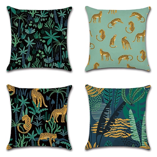 

Tropical Double Side Cushion Cover 4PC Soft Decorative Square Throw Pillow Cover Cushion Case Pillowcase for Bedroom Livingroom Superior Quality Machine Washable Indoor Cushion for Sofa Couch Bed Chair