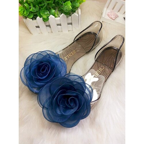 

Women's Sandals Flat Sandals Flower Flat Heel Round Toe Elegant Casual Daily PVC Loafer Spring Summer Solid Colored Black Gold Blue