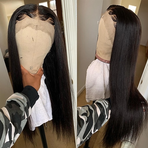 

360 Lace Front Wig Human Hair Straight Lace Front Wig With Baby Hair 150%/180% Density Glueless Hd Front Lace Pre Plucked Human Hair Wigs