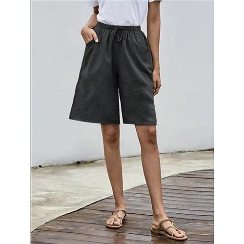 

2021 amazon cross-border ladies plus size fashion cotton linen five points shorts