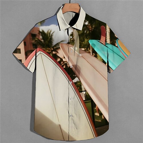 

Men's Shirt Print Scenery Turndown Street Casual Button-Down Print Short Sleeve Tops Casual Fashion Designer Breathable Brown