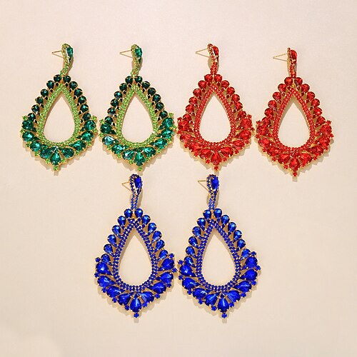 

1 Pair Earrings For Women's Crystal Wedding Party Evening Street Rhinestone Alloy Pear Cut
