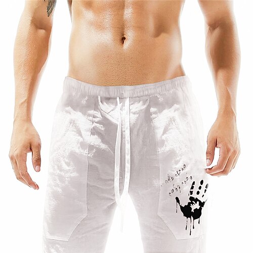

Men's Stylish Designer Straight Shorts Elastic Waist Print Short Pants Sports Outdoor Daily Graphic Prints Hand Cotton Blend Comfort Breathable Mid Waist Green White Khaki Brown M L XL XXL 3XL