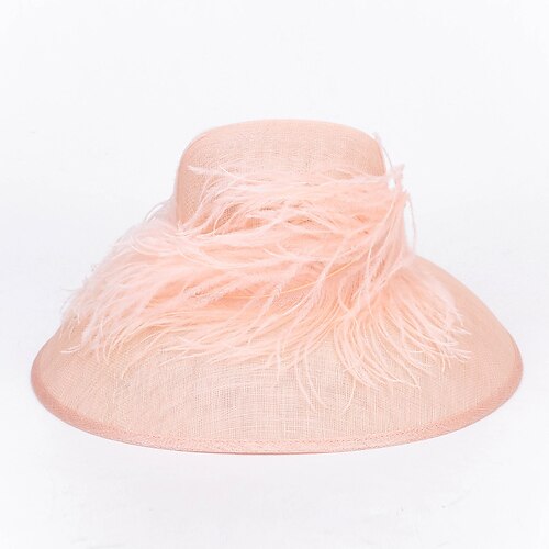 

Simple Elegant Flax Hats with Feather 1 PC Tea Party / Horse Race Headpiece
