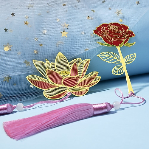 

Metal Bookmark Flower Geometrical Plant Creative Delicate Page Markers Metal Retro Chinese Style Bookmark for Student Women Gifts 7.53.50.03 inch