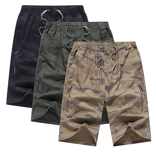 

Men's Cargo Shorts Hiking Shorts Camo Summer Outdoor Loose Breathable Quick Dry Zipper Pocket Lightweight Shorts Capri Pants Bottoms Drawstring Drawstring Elastic Waist Black Army Green Camping