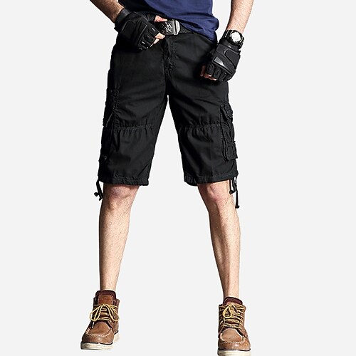 

Men's Classic Style Fashion Shorts Cargo Shorts Multiple Pockets Knee Length Pants Casual Daily Solid Color Cotton Blend Comfort Breathable Mid Waist Black Gray Army Green Khaki Dark Gray 32 33 34 36