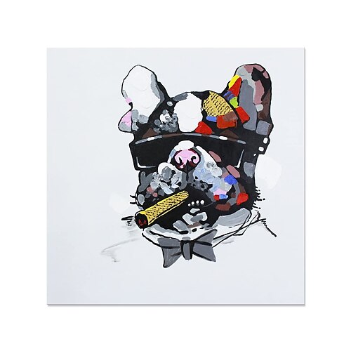

Oil Painting Hand Painted Square Animals Pop Art Modern Rolled Canvas (No Frame)