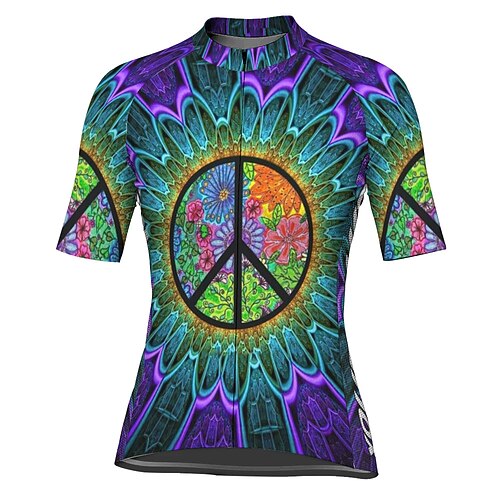

21Grams Women's Short Sleeve Cycling Jersey Graphic Bike Top Mountain Bike MTB Road Bike Cycling Green Spandex Polyester Breathable Quick Dry Moisture Wicking Sports Clothing Apparel / Athleisure
