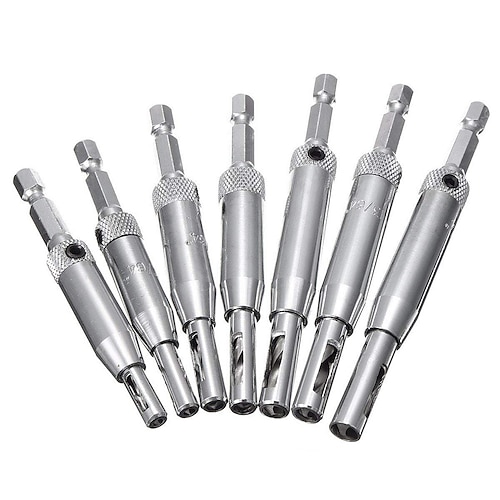 

7pcs Door Lock & Hinge Drill Bit Set Self Centering Pilot Hole HSS Hex Shank Wood Tool Hole Saw DIY Wholesale Price