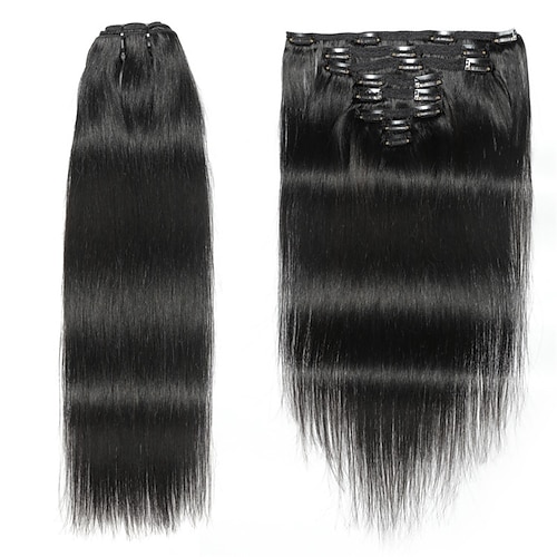 

grampo em extensões de cabelo preto natural 8-24 polegadas grampo em extensões de cabelo cor de cabelo humano grampo de cabelo natural em extensões para cabelos finos 8 peças 115-120 gramas de cabelo