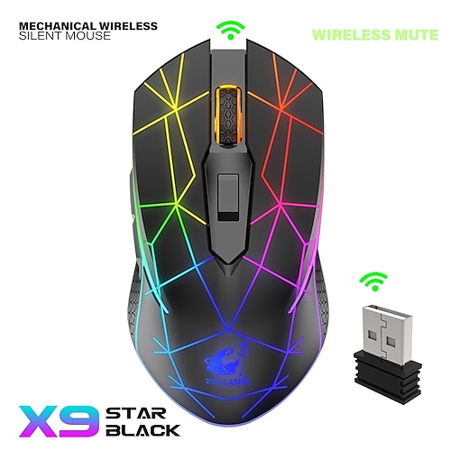 

X9 Wireless Gaming Mouse Rechargeable Computer Mouse Mice with Colorful LED Lights 2.4G USB Receiver 3 Level DPI for PC Gamer Laptop Desktop Chromebook Mac