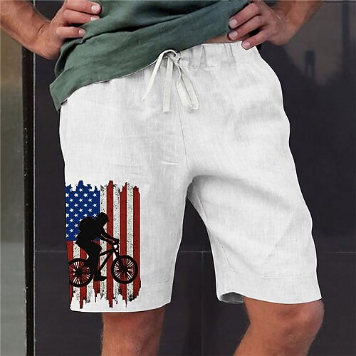 

Men's Stylish Designer Straight Shorts Elastic Waist Print Short Pants Sports Outdoor Daily Graphic Prints Bicycle Cotton Blend Comfort Breathable Mid Waist White Army Green S M L XL XXL