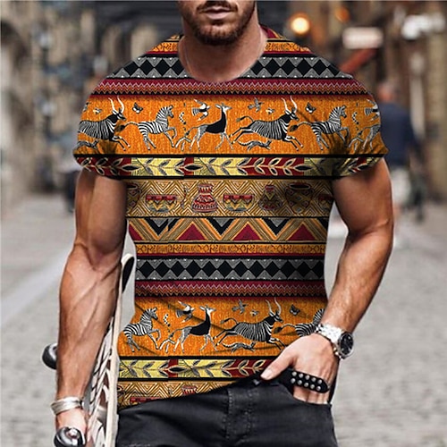 

Men's Unisex T shirt Tee Animal Horse Graphic Prints Crew Neck Orange 3D Print Outdoor Street Short Sleeve Print Clothing Apparel Sports Boho Designer Casual / Summer / Summer