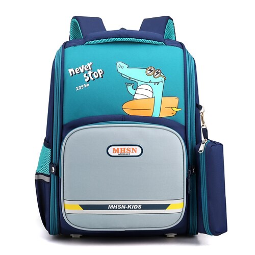 

Cartoon Animal School Backpack Bookbag for Student Classic Large Capacity With Water Bottle Pocket Polyester School Bag Satchel