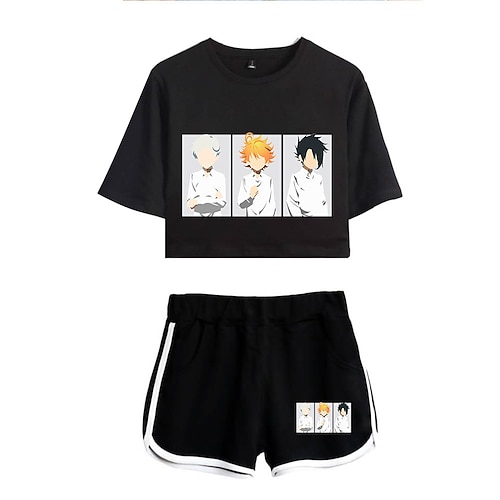 

Inspired by The Promised Neverland Emma Outfits Crop Top 100% Polyester Anime Harajuku Graphic Shorts For Women's