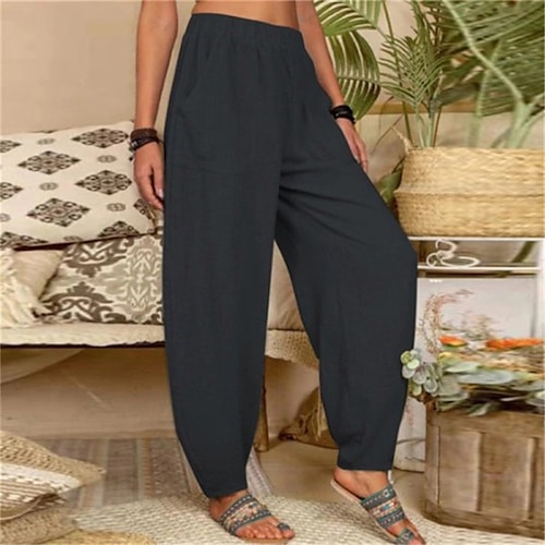 

Per donna loungewear Pantaloni Notturno Colore puro Semplice Comoda Interni Giornaliero Bambù Pantalone lungo Primavera Estate Verde Nero