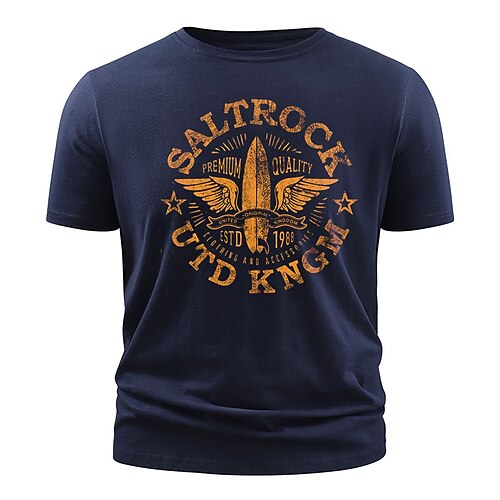 

Men's T shirt Hot Stamping Eagle Letter Round Neck Casual Daily Print Short Sleeve Tops Simple Basic Blue Black Gray