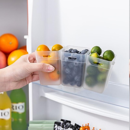 

Kitchen Refrigerator Side Door Storage Box Household Buckle Design Transparent Finishing Box Kitchen Fruit Vegetable Seasoning