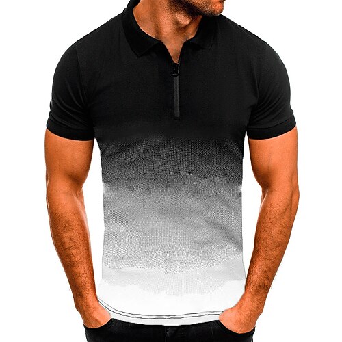 

Men's Running Shirt Turndown Color Gradient Sport Athleisure Tee Tshirt Shirt Short Sleeve Breathable Quick Dry Moisture Wicking Soft Gym Workout Running Active Training Jogging Exercise Athletic