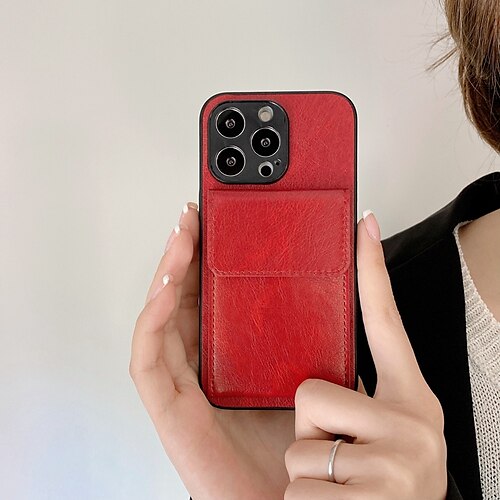 

Phone Case For Apple Wallet Card iPhone 13 Pro Max 12 Mini 11 X XR XS Max 8 7 Shockproof Card Holder Slots Kickstand Solid Colored PU Leather