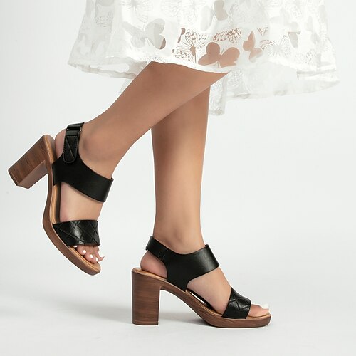 

Women's Sandals Wedding Sandals Buckle Chunky Heel Square Toe Vintage Daily PU Leather Loafer Spring Summer Polka Dot Black Pink
