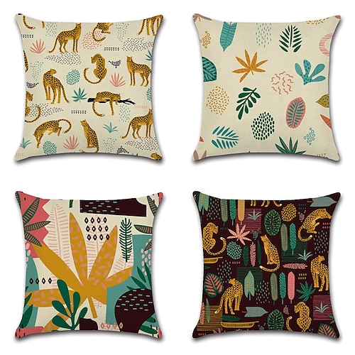 

Tropical Double Side Cushion Cover 4PC Soft Decorative Square Throw Pillow Cover Cushion Case Pillowcase for Sofa Bedroom Superior Quality Machine Washable