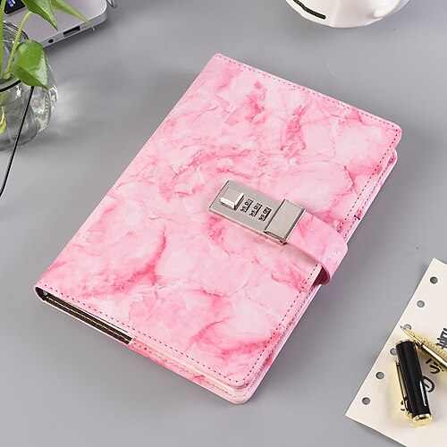 

Lined Notebook Lined A5 5.8×8.3 Inch Aesthetic Simplicity PU SoftCover with Lock Button 192 Pages Notebook for School Office Business