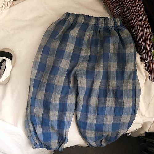 

Kids Boys Pants Plaid Active Casual Cotton 2-6 Years Fall Blue