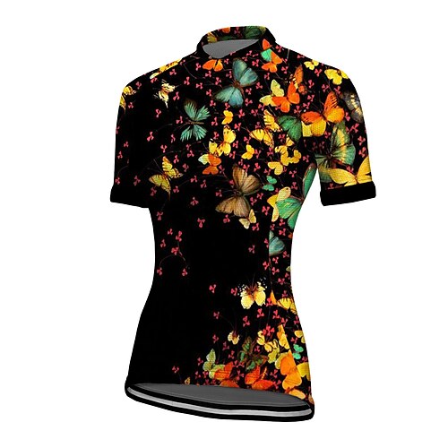 

21Grams Women's Short Sleeve Cycling Jersey Summer Spandex Black Butterfly Bike Top Mountain Bike MTB Road Bike Cycling Quick Dry Moisture Wicking Sports Clothing Apparel / Stretchy / Athleisure