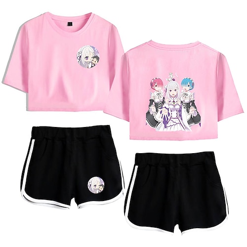 

Inspired by Re:Zero Starting Life in Another World Cosplay Outfits Crop Top 100% Polyester Anime Harajuku Graphic Shorts For Women's