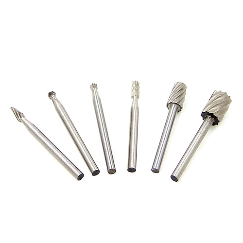 

6pcs 1/8'' Shank HSS Steel Rotary Burrs Cutter Engraving Grinding Bit For Rotary File Cutter Tools Woodworking DIY