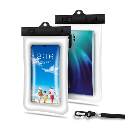 

Waterproof Pouch Cellphone Dry Bag Case IPX8 Waterproof For iPhone 13 Pro mini 12 11 XR Max Samsung Galaxy S21 S20 A32 A22 Shockproof Dustproof with Removable Cross Body Strap Transparent Up to 6.4 inch TPU Swimming Hiking Camping