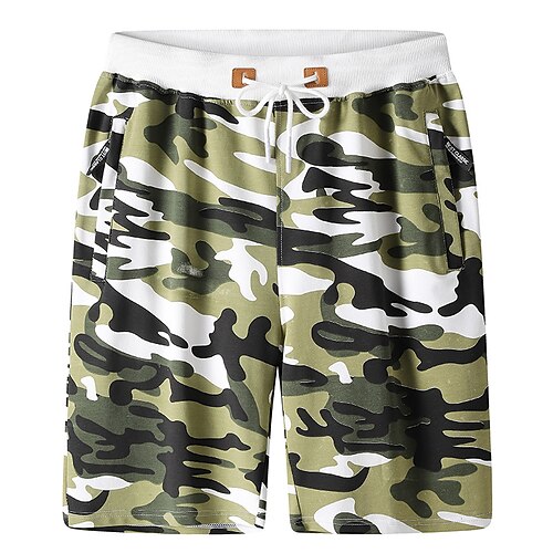 

Men's Stylish Casual / Sporty Active Drawstring Pocket Elastic Waist Knee Length Pants Sports Outdoor Daily Micro-elastic Graphic Camouflage Comfort Breathable Mid Waist Green White Army Green Khaki