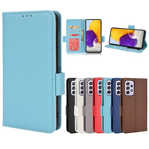 

Phone Case For Samsung Galaxy Wallet Card A53 A33 S22 Ultra Plus S21 FE S20 Shockproof Card Holder Slots Magnetic Flip Solid Colored PU Leather