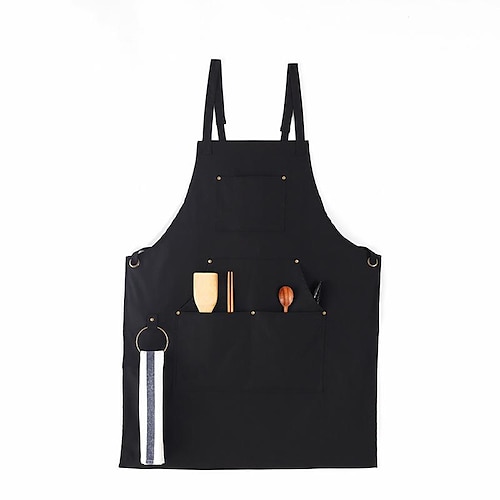 

Chef Aprons for Men Women with Large Pockets, Cotton Canvas Cross Back Heavy Duty Adjustable Work Apron