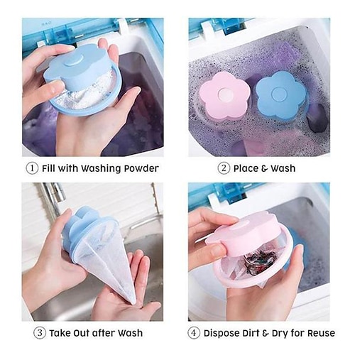 Reusable Washing Machine Lint Filter Bag Cleaning Balls Laundry Balls Discs  Dirty Fiber Collector Filter Mesh Pouch