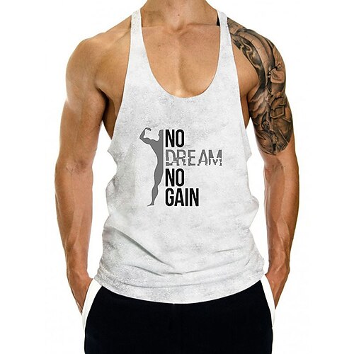 

Men's Tank Top Vest 3D Print Graphic Prints Letter Crew Neck Daily Sports Print Sleeveless Tops Fashion Classic Designer Comfortable White