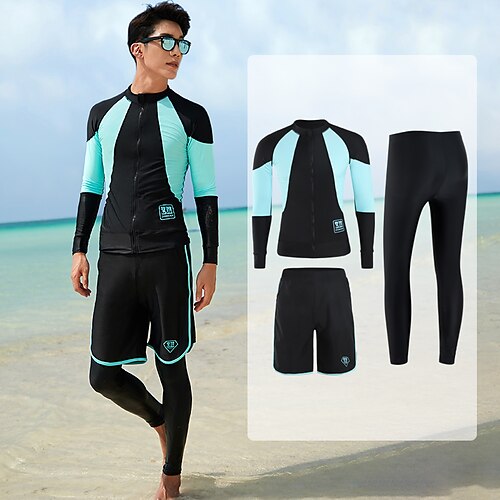 

Men's Rash Guard Rash guard Swimsuit UV Sun Protection UPF50 Breathable Long Sleeve Diving Suit Swim Shirt 5-Piece Swimming Diving Surfing Beach Patchwork Autumn / Fall Spring Summer / Stretchy