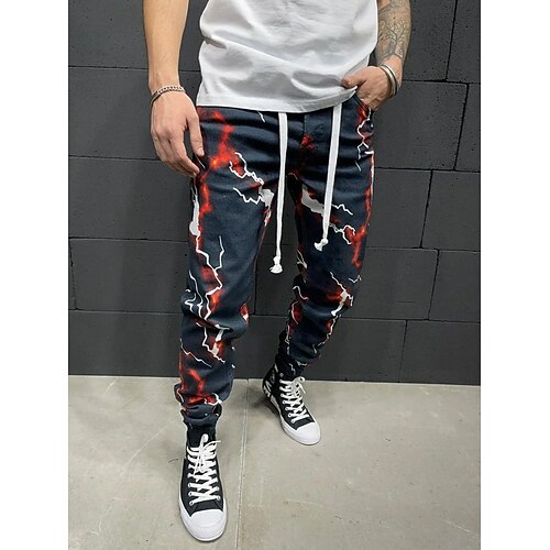 

Men's Trousers Punk Gothic Chinos Full Length Pants Micro-elastic Lightning Mid Waist Navy Blue M L XL XXL 3XL